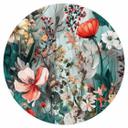 Vinilo decorativo floral - Pradera primaveral con flores - Redondo - Jaszke
