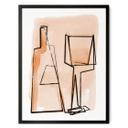 Póster de bodegón abstracto: Botella y copa de vino - Treechild