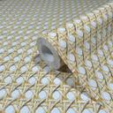 non-woven tapet i trælook og vævet look beige træeffekt