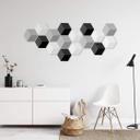 3D Hexagon Alu-Dibond sæt - Sort/hvid (sæt med 7)