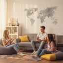 Wallsticker - Verdenskort, grå