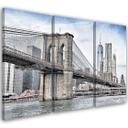 3 stykke lærredstryk, Brooklyn Bridge City, New York