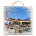 Cuadro de madera paseo del puerto en el Lago Mayor - 40x41,5 cm