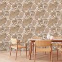Papel pintado Jungla tono sobre tono beige - Papel pintado no tejido floral con hojas 