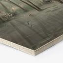 Houten Wanddecoratie wolkenbos aan het meer met reiger in het groen - Ms Tiff