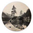 Billede af træ Malerisk landskab med krystalklar bjergsø - Hintersee - Round