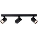 Spotbalken Leonardo, schwarz, 12,1 x 53 cm, Metall Dreifacher Deckenstrahler