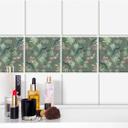 Flise klistermærker påfugl i tropisk have på mosaik - Bloomery Decor - Sæt med 12 stk