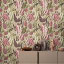 Botanisk tapet beige pink - Tapet med mønster og blade - Ikke-vævet tapet