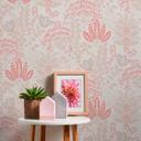 Papel pintado floral beige blanco estilo retro - Papel pintado no tejido floral con hojas