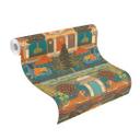 Rasch non-woven tapet, mønster tapet Indian Style lys grøn