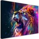 Lærred Print Lion Roar Neon Abstraktion