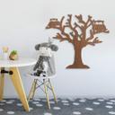 Arte en madera de caoba - Árbol con búhos