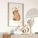 Plakat til børn - Capybara med fugl - Happy Capy