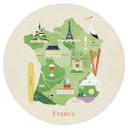 Wallsticker kort over Frankrig - Rivers - Rund