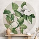 Botanisk fototapet med illustration af en falsk kamelia - Walcott - Round - vliesetapet/selvklæbende