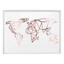 Plakat - Origami Verdenskort - Rosegold-optik