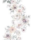 Papel pintado no tejido flores naturaleza floral, romántico mate en blanco gris beige