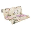 Papier peint floral avec pivoines beige rose - papier peint floral romantique - papier peint intissé
