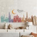 Sticker mural Skyline de nuit arabe avec lettrage du Ramadan