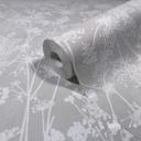 Non-woven tapet i gråt bladmotiv bladlook blomstret natur 