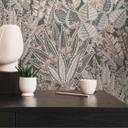 Papel pintado no tejido de diseño con estampado botánico en tonos grises - Elegante diseño de pared