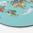 Vægcirkel Braun - World Map – print på aluminium (Alu-Dibond)