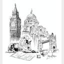 Fototapet Love your City - London Sort/hvid
