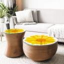 Plateau de table en verre - Gerbera jaune - Rond