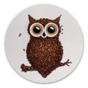 Tableau sur alu-Dibond rond Hibou café