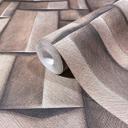Papel pintado no tejido con motivo de madera geométrica gris, marrón aspecto 3D