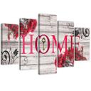 5 stykke lærredsprint, Home Wood Retro Rød