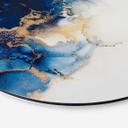 Tableau sur alu-Dibond rond Marbre abstrait avec effet bleu et or