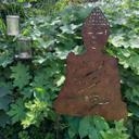 Buddha Gartenstecker Edelrost Optik Metallschild - 29x65x1 cm