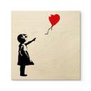 Cuadro de madera Banksy - Niña con el globo rojo - Cuadrado