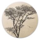 Cuadro de madera Arbol minimalista en un paisaje tranquilo - Harina - Redondo