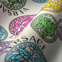 Versace tapet i farvet og hvidt medusa hoved non-woven tapet luksus designer tapet