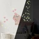 Wallsticker Baby elefant med hjerter (Rosa) som er selvoplysende i mørke - vægprint