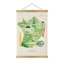 Tekstil plakat kort over Frankrig - Rivers