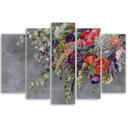 Lærred print 5 styk, buket blomster