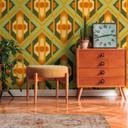 Papel pintado no tejido estilo retro verde amarillo - papel pintado motivo abstracto - papel pintado vintage