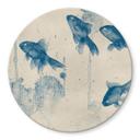 Tableau sur verre poissons bleus - Rond
