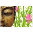 3 stykke lærredstryk, Buddha Bamboo Zen Gold