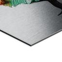 Billede med sølveffekt Træ med orange og grøn 3D-krone - Mielu – print på aluminium (Alu-Dibond)