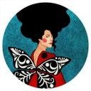 Vinilo decorativo Mujer con alas de mariposa - Hülya - Redondo