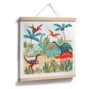 Póster infantil Dinosaurios de colores en el bosque primitivo - Bonne Müller - Cuadrado