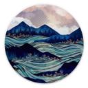 Tableau sur alu-Dibond rond SpaceFrog Designs - Vagues bleues