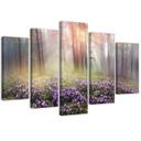 5 stykke lærredstryk Misty Forest Flowers