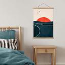 Póster de tela puesta de sol junto al mar con palomas - Kubistika