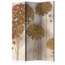 Screen room divider - Garden of golden dreams, 3-delt - 135x172 cm